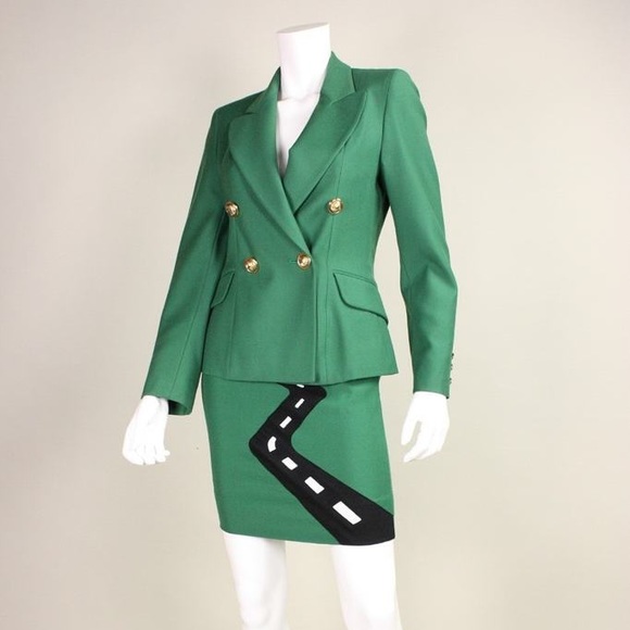 MOSCHINO - Vintage Cheap and Chic Double breasted blazer coat Green, 10 - Picture 9 of 12